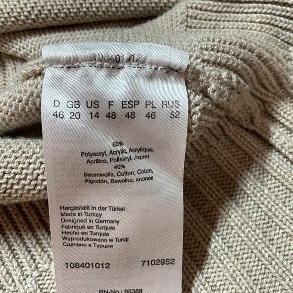 OLSEN Cotton Blend Long Sleeve Cowl Neck Pullover Sweater Cable Detail US Sz 14 - Picture 8 of 10